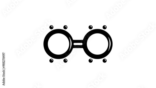 Oxygen O2 Molecule Geometry, black isolated silhouette