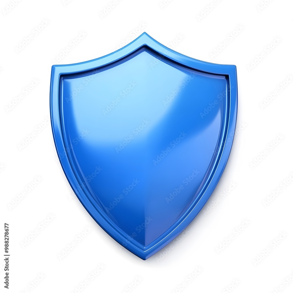 Shield depicting protection. shield 3d icon. Protection, defense and security concept symbol: blue shield on isolated on white background Shield depicting protection. shield 3d icon. Protection, defense and security concept symbol: blue shield on isolated on white background