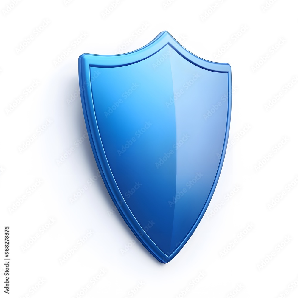Shield depicting protection. shield 3d icon. Protection, defense and security concept symbol: blue shield on isolated on white background Shield depicting protection. shield 3d icon. Protection, defense and security concept symbol: blue shield on isolated on white background