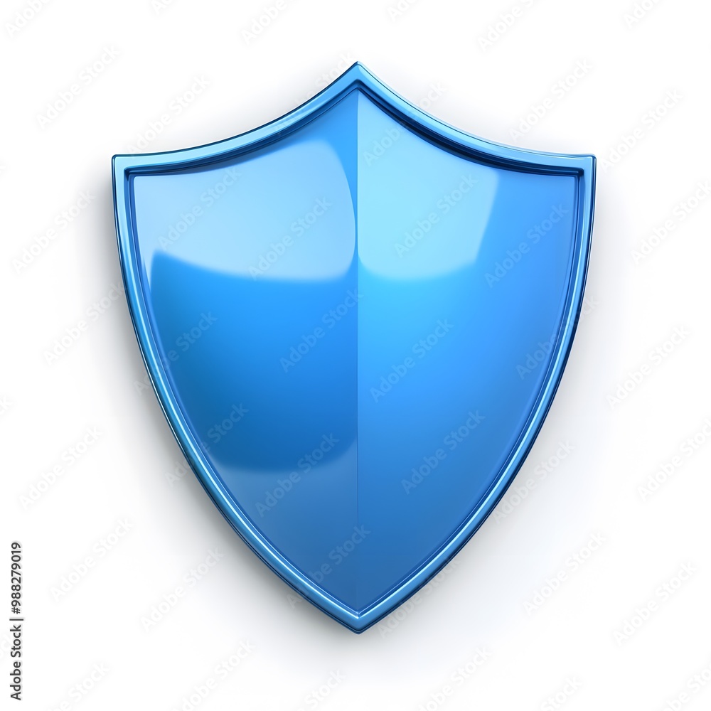 Shield depicting protection. shield 3d icon. Protection, defense and security concept symbol: blue shield on isolated on white background Shield depicting protection. shield 3d icon. Protection, defense and security concept symbol: blue shield on isolated on white background