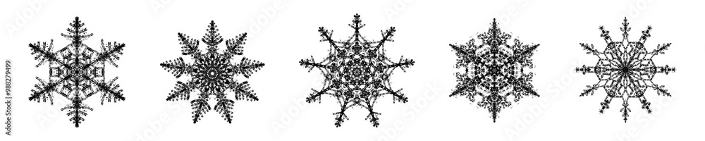 Naklejka premium Transparent Snowflake Design Collection for Brushes