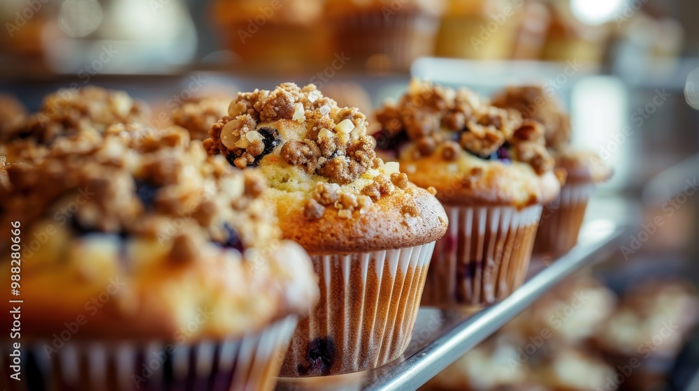 Muffins: Individual cakes with a moist, tender texture, available in flavors like blueberry, chocolate chip, or banana nut, often finished with a sweet topping.
Muffins: Individual cakes with a moist, tender texture, available in flavors like blueberry, chocolate chip, or banana nut, often finished with a sweet topping.