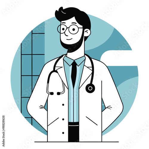 A cartoon of a doctor vector illustration