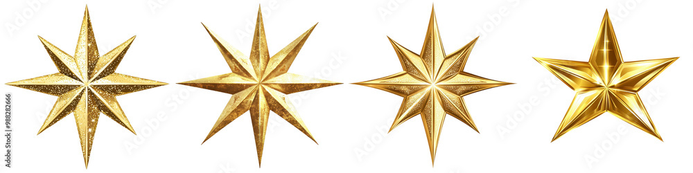 Obraz premium Beautiful golden shining star shapes in various geometric designs perfect for creating a luxurious elegant and festive background for Christmas New Year