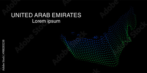 Creative style map of United Arab Emirates abstract vector illustration isolated on dark background - EPS 10