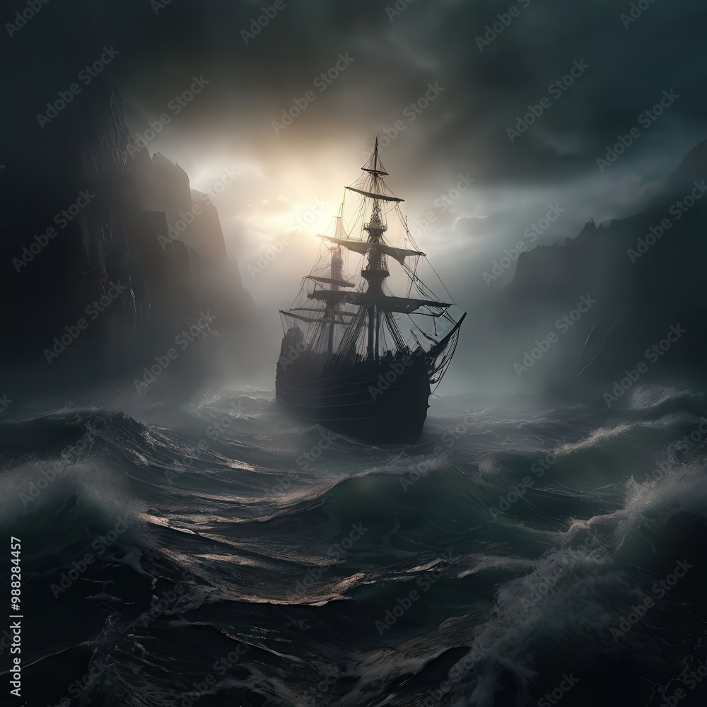 Obraz premium the AI Image Generator, ship in the sea