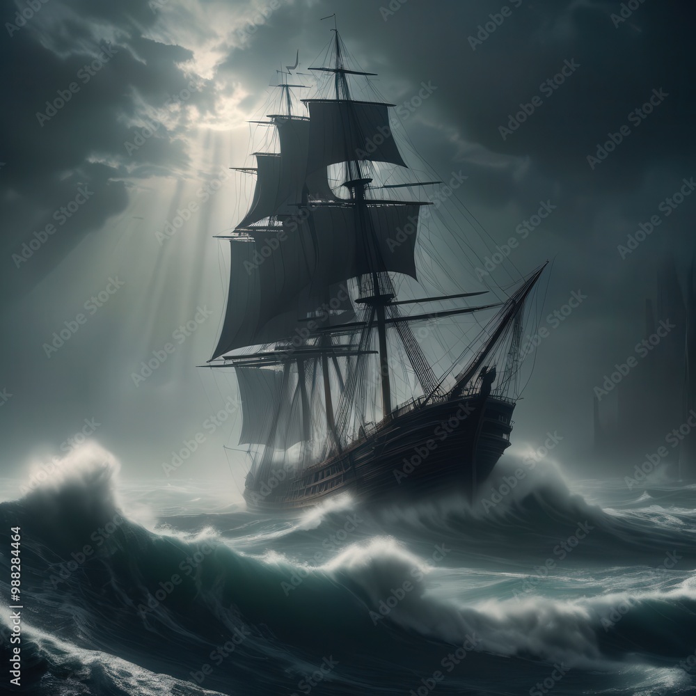 Obraz premium the AI Image Generator, ship in the sea