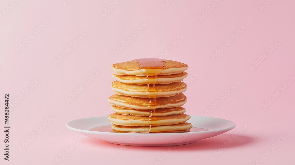 Delicious Pancake Stack on a Pink Background Delicious Pancake Stack on a Pink Background