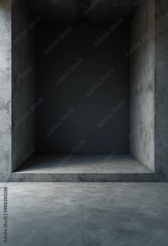 Abstract empty concrete interior. Minimalistic dark room design template Abstract empty concrete interior. Minimalistic dark room design template