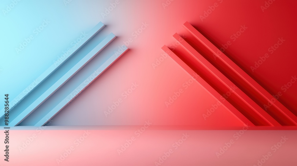 Modern Abstract Background with Red and Blue Geometric Shapes and Diagonal Lines Modern Abstract Background with Red and Blue Geometric Shapes and Diagonal Lines