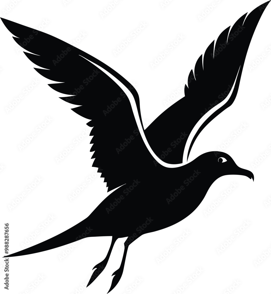 Obraz premium Flying-Black-Bird-Stock-Illustration