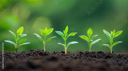 Green Seedlings Sprouting in Soil New Life Growth and Renewal