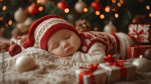 Newborn baby during Christmas shoot