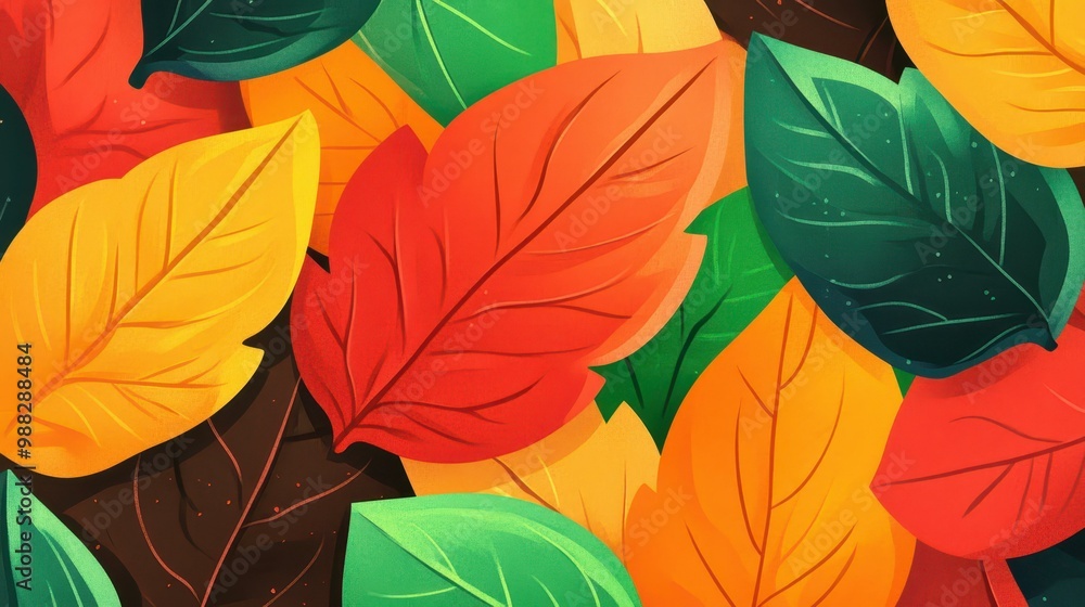 Obraz premium Discover the charm of autumn in this vibrant flat illustration, showcasing rich colors and delightful textures of the season.