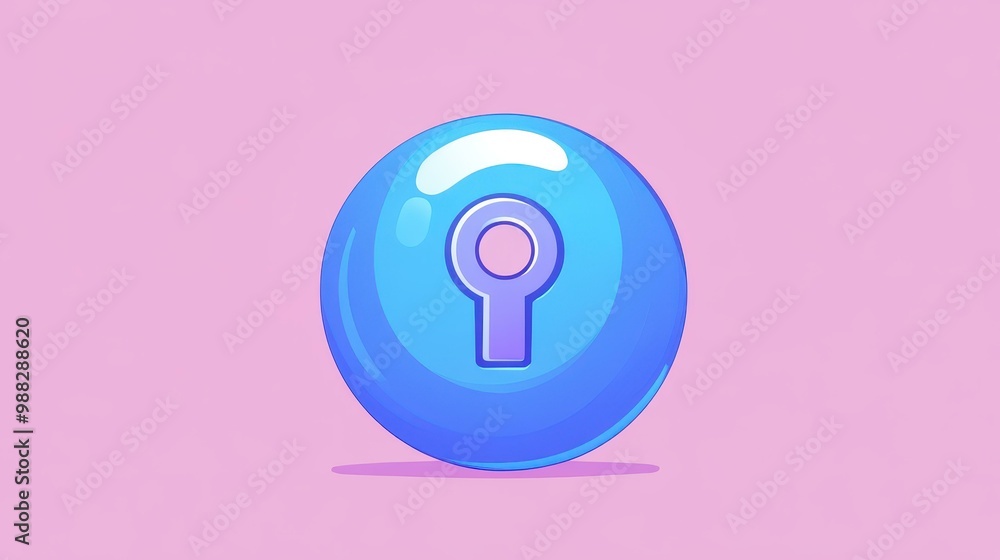This vibrant blue sphere features a playful keyhole design, merging modern flat illustration with delightful textures. This vibrant blue sphere features a playful keyhole design, merging modern flat illustration with delightful textures.