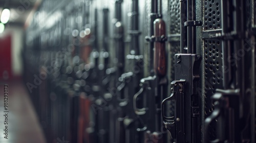 Armory: A protected area where firearms, batons, and protective gear are stored, accessible only to authorized personnel and monitored with strict inventory checks. 