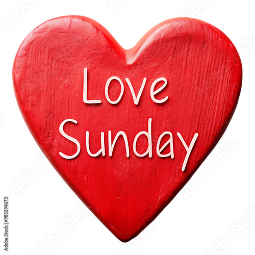 Love Sunday on red heart