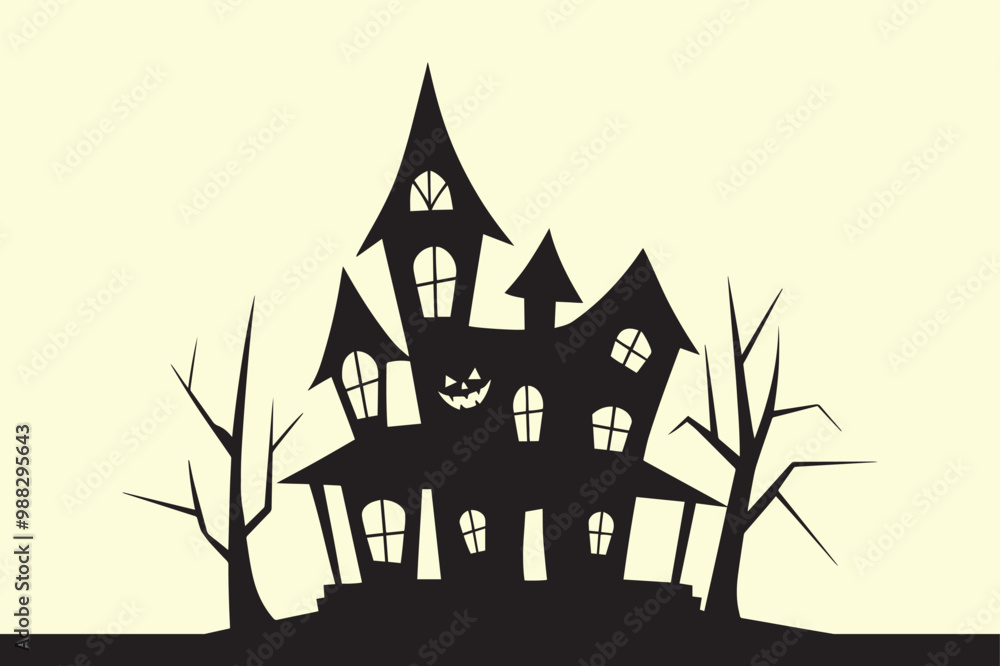 Halloween Haunted House Silhouette Vector Design Art Halloween Haunted House Silhouette Vector Design Art