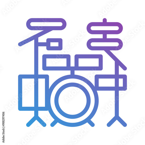 Drum gradient icons. can be for musical, lifestyle and equipment. editable stroke, suitable for websites, UI and interfaces.