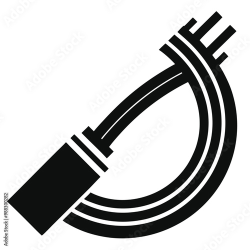 Fiber optical cable vector black icon design on white background