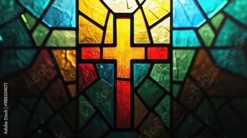 Wallpaper Mural Christian Cross In Stained Glass Window Communion Concept For Sunday Celebration Faith Spirituality And Hope Torontodigital.ca