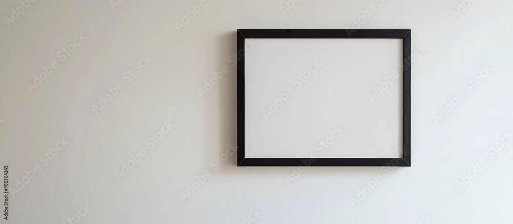 Close Up Of Black Wooden Frame Against A White Wall Background Close Up Of Black Wooden Frame Against A White Wall Background