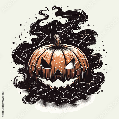 Adobe Illustrator Artwork Halloween vector illustration with clean lines and soft shading