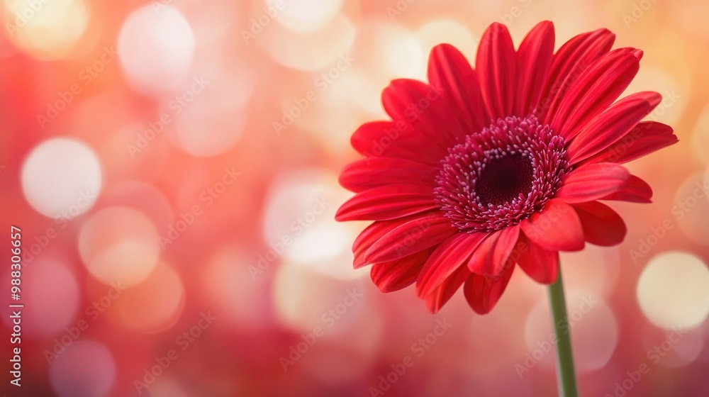 Soft bokeh backdrop featuring a vibrant red flower Soft bokeh backdrop featuring a vibrant red flower