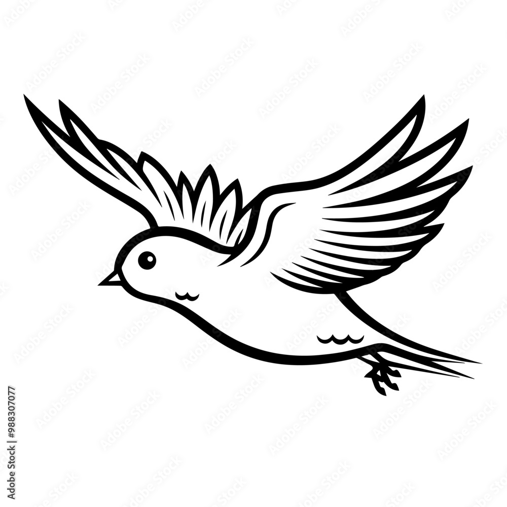 Obraz premium Simple outline icon of a bird in vector, versatile for nature-themed designs.