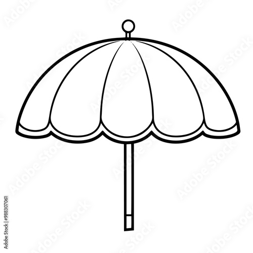 Clean outline icon of a beach umbrella in vector, ideal for summer-themed designs.