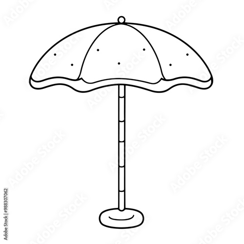 Clean outline icon of a beach umbrella in vector, ideal for summer-themed designs.
