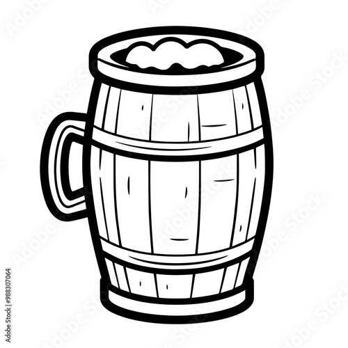 Crisp outline icon of a beer mug in vector, perfect for brewery or pub designs.