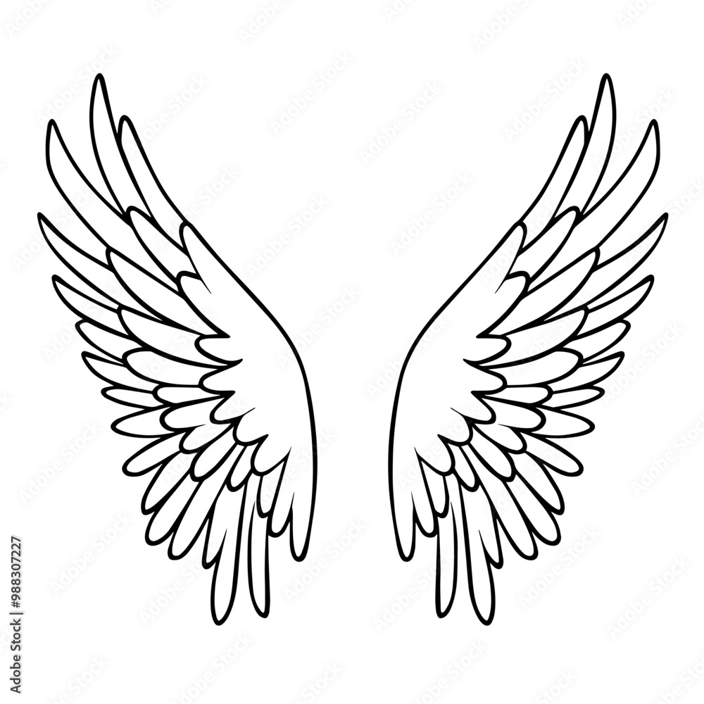 Obraz premium Vector outline of majestic wings icon.