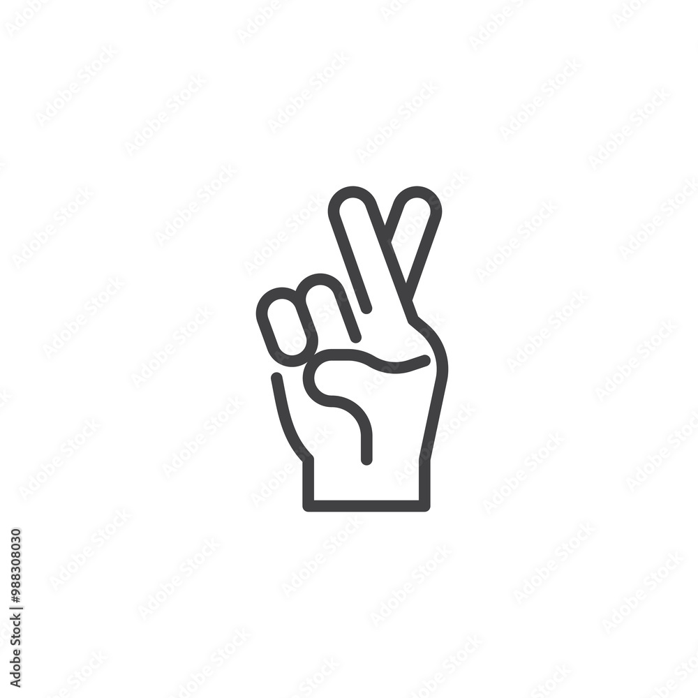 Finger Crossed line icon Finger Crossed line icon