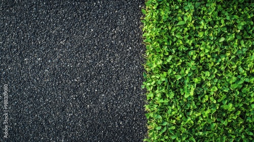 Wallpaper Mural Mowed green grass lawn alongside asphalt Top view with ample copy space Close up perspective Torontodigital.ca