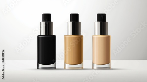 Elegant Cosmetic Bottles in Various Shades on Minimalist Background