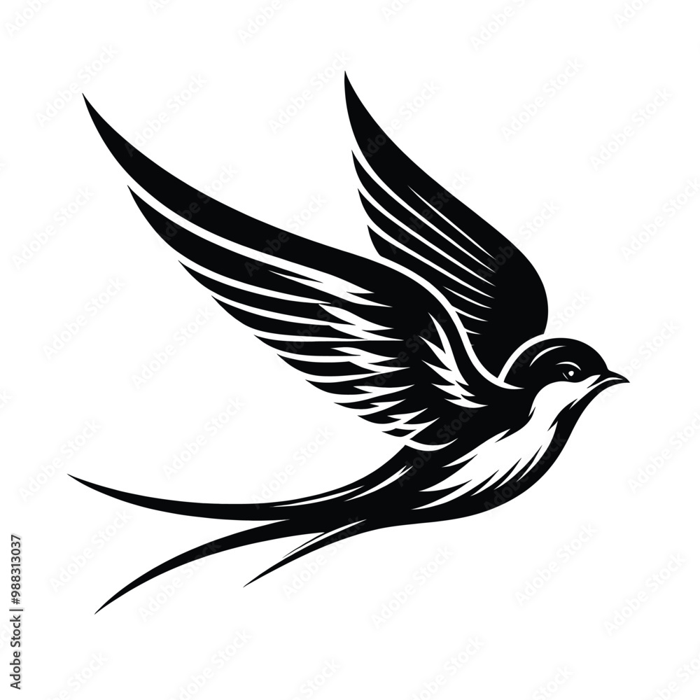 Fototapeta premium Elegant Black and White Swallow Bird Illustration Vector Graphic Design