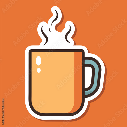 Cozy Mug Sticker Design with Steam and Clean Outline for a Minimalist Sticker Effect