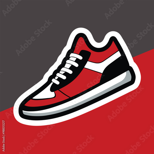 Trendy Sneaker Sticker with Detailed Laces and Bold Border for Sticker Effect