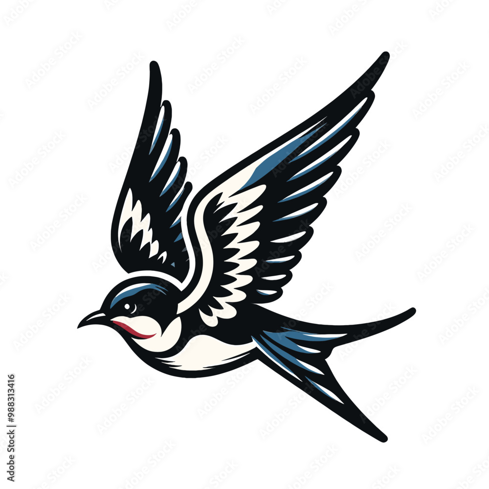 Obraz premium Classic Swallow Bird Illustration Vintage Tattoo Style Vector Graphic