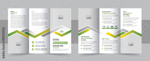 Kids school admission creative trifold brochure design template or modern kids academy trifold brochure design layout