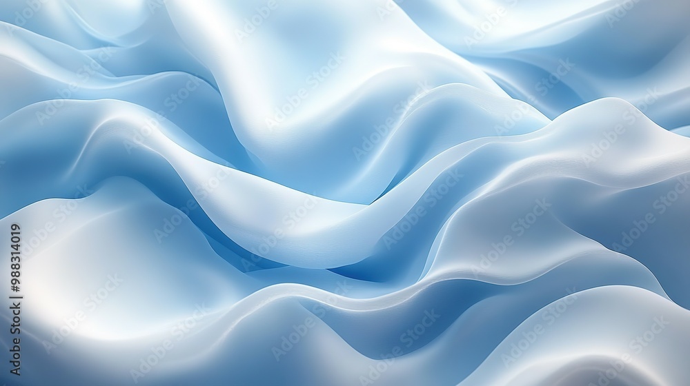 Obraz premium Abstract Blue and White Wavy Fabric Texture