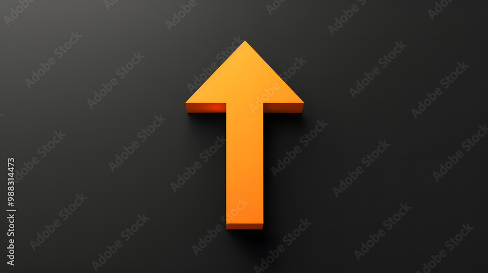 A simple orange arrow pointing upwards on a black background A simple orange arrow pointing upwards on a black background
