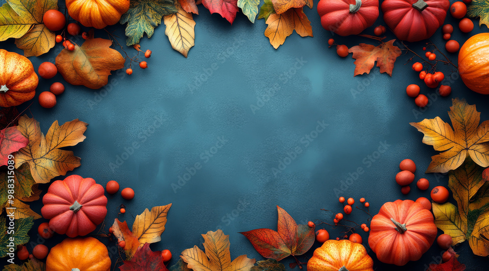 autumn leaves and pumpkins