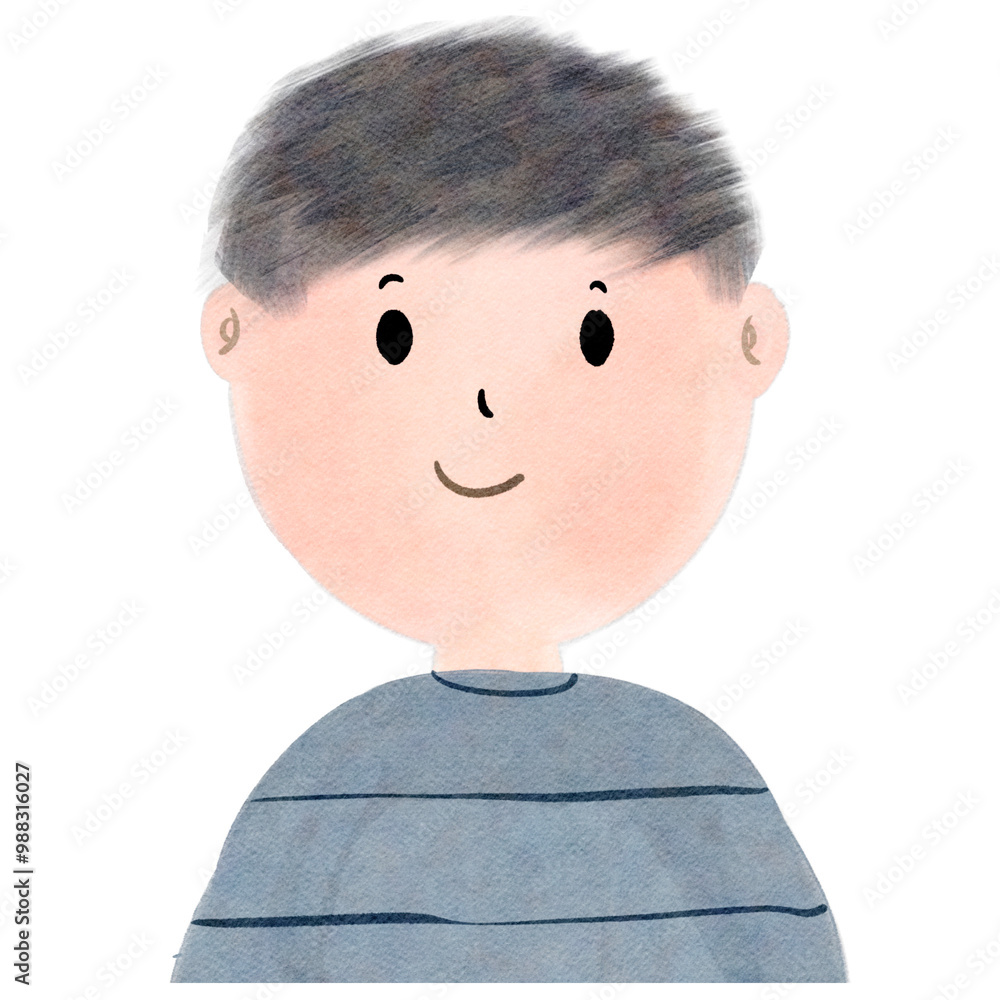 kids character happy face watercolor whimsical illustration PNG kids character happy face watercolor whimsical illustration PNG