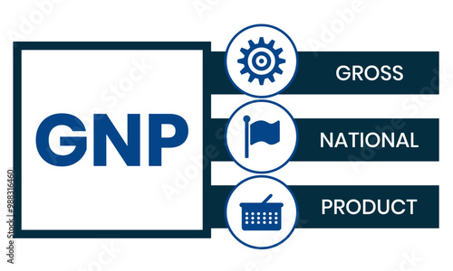 GNP - gross national product business concept background. vector illustration concept with keywords and icons. lettering illustration with icons for web banner, flyer, landing page, presentation