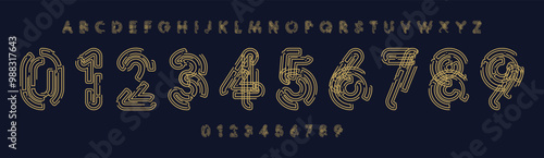 Tech circuit typography, intricate digital numbers and letters, futuristic font for electronic branding, innovative projects, tech visuals, sports branding, jersey numbers, team merchandise.