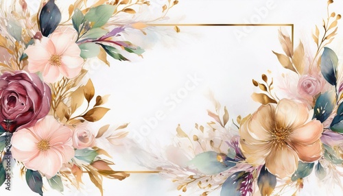 Invitation card floral design template