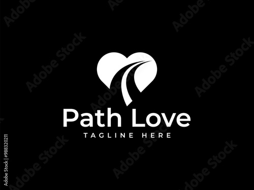 love path logo vector illustration. heart path logo template