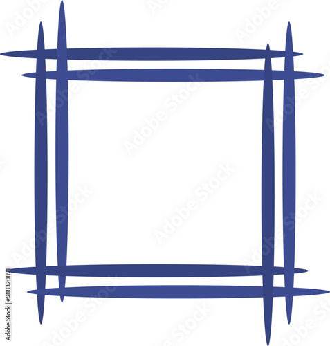 二重線の四角の枠　青